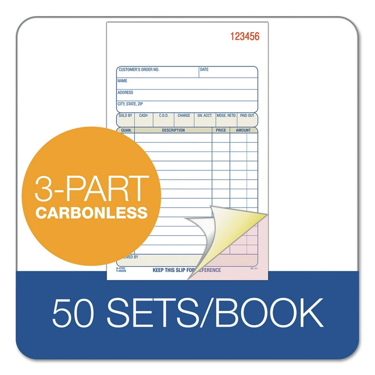 Sales/Order Book, Three-Part Carbonless, 4.19 x 6.69, 50 Forms Total Sales/Order Book, Three-Part Carbonless, 4.19 x 6.69, 50 Forms Total