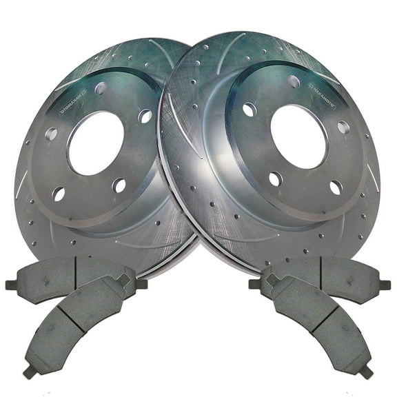 TRQ Front Performance Brake Pad & Rotor Kit Brake Pads Brake Rotors Set Ceramic Premium G-Coated Fits Select 2005-2010 Dodge Dakota 2006-2009 Mitsubishi Raider 2011 Ram