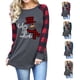 thumbnail image 4 of Blusa de cuadros escoceses para mujer, blusa de manga larga con diseño de muñeco de nieve navideño para mujer, blusa de manga larga para mujer, probada profesionalmente, 4 of 6