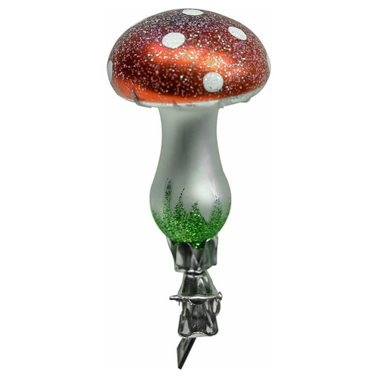 2pc Set Clip Mushrooms Painted Glass Christmas Tree Ornaments Holiday Xmas Decor 2pc Set Clip Mushrooms Painted Glass Christmas Tree Ornaments Holiday Xmas Decor