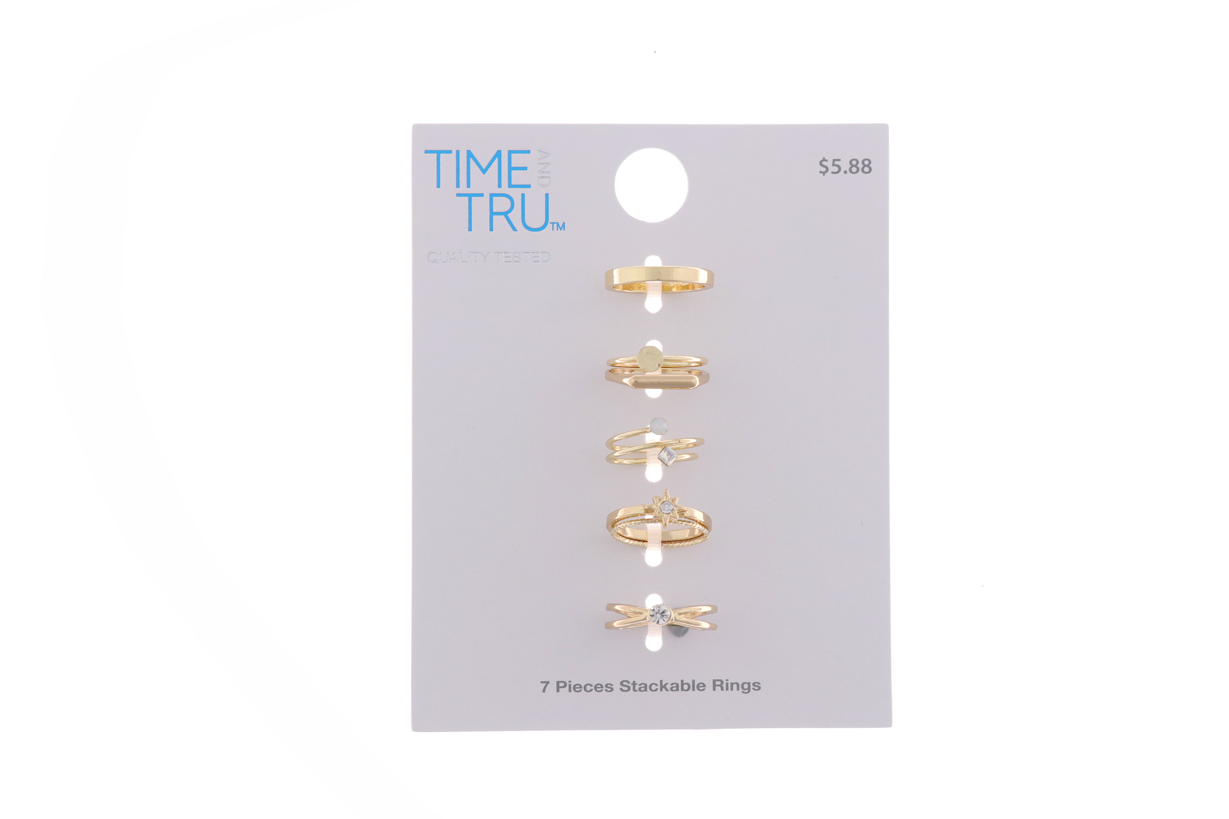 Time and Tru 7 Pack Gold Delicate Stacking Rings Set