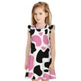 thumbnail image 1 of Fotbe Cow Spots Vestido de Dormir para Niñas de 3 a 10 Años, Mangas Cortas, Estilo Princesa, Pijama Camisón con Mangas Voladas-Large, 1 of 6