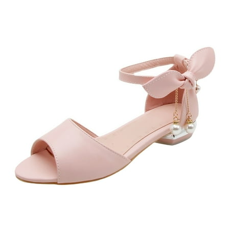 

Big Girls Sandals Big Kids Roman Buckle Fish Mouth Open Toe Children s Party Wedding Prom Princess Shoes for Girls Size 10.5-11T