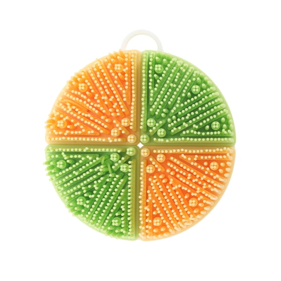 Unique Bargains 1 Pc Round Double-sided Bath Brush Shower Brush Yellow Green