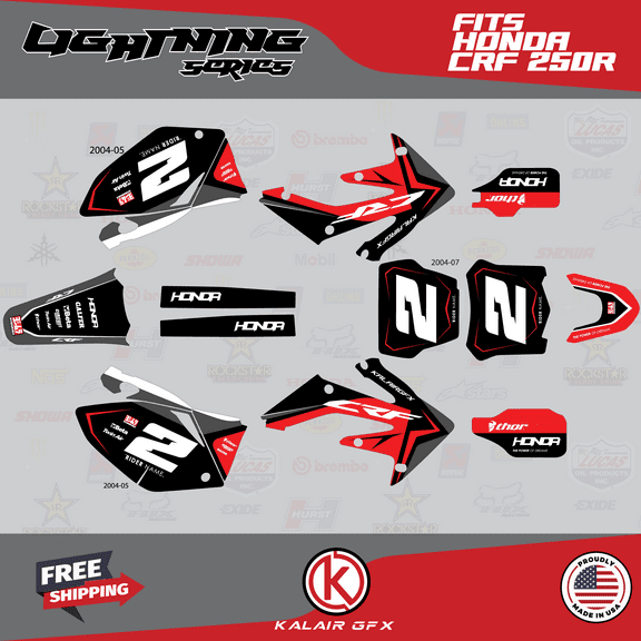 Kalair GFX Graphics Kit for Honda CRF250R (2004-2005) Lightning Series