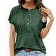 thumbnail image 1 of Gibobby Playera de Manga Corta con Cuello Redondo Blusa informal manga corta con cuello redondo y botones color liso para mujer(Verde,G), 1 of 5