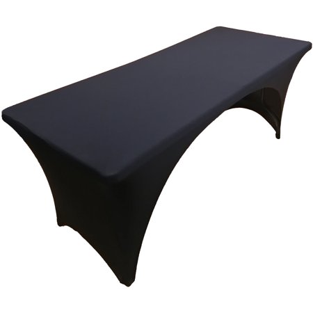 Gowinex Black 6ft Open Back Spandex Fitted Stretch Tablecloth Table Cover