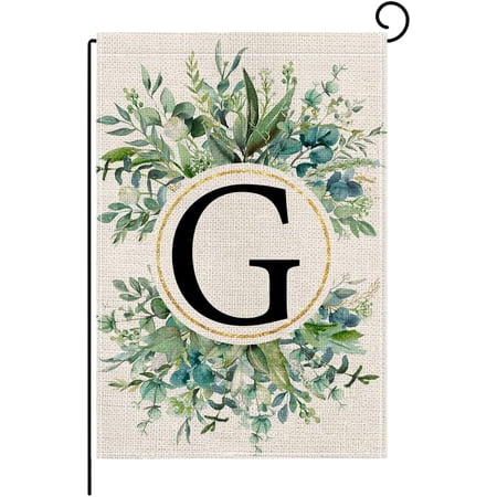 Monogram Letter G Floral Garden Flag 12x18 Inch Double Sided For Outside Small Burlap Family Last Name Initial Outdoor Yard Flag (G)