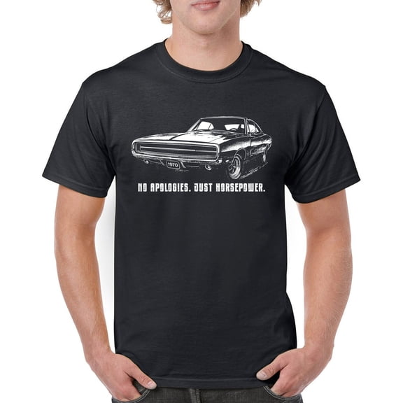 No Apologies Just Horsepower T-shirt Vintage 1970 Muscle Car Retro Classic American Power Performance Men's Tee