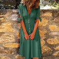 thumbnail image 5 of TSADFHJI Jupe en Satin Maxi Femme Col en V Robe Élégante Manches Mi-Longues Robe Décontractée Mode Robe Mi-Longue Été Robe Ample TP Vert, 5 of 5