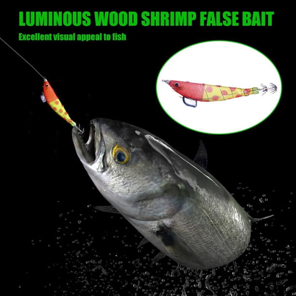 Señuelos de pesca de camarones de madera luminosa 12 cm 14,3 g cebo artificial (amarillo rojo) Tmvgtek pescar
