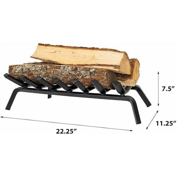 Country Living 22 in Black Steel Fireplace Log Grate – Heavy-Duty Log Holder