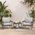 thumbnail image 6 of SERWALL 6-Piece Outdoor Patio Conversation Set, HDPE Modular Sofa Set for Porch, Deck & Backyard, All-Weather Patio Furniture, Gray Frame with Beige Cushions, 6 of 6