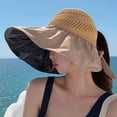 thumbnail image 4 of SikaFu New AntiUV Beach Hat Women Large Wide Brim Sun Hat Ladies Straw Beach Cap Large Bow Band Wire Summer Hats for Women, 4 of 6