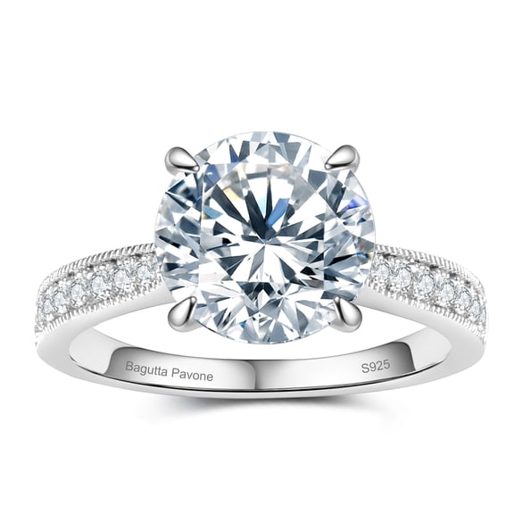 BAGUTTA PAVONE 1.5CT Moissanite Engagement Rings for Women,Women's Solitaire Engagement Moissanite Promise Rings 925 Sterling Silver with 18K White Gold Plated,VVS1 Wedding Ring Size 7