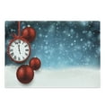 thumbnail image 1 of Clock Cutting Board, New Year Themed Christmas Balls and a Vintage Clock Background with Snowflakes, Decorative Tempered Glass Cutting and Serving Board, Large Size, Red and Blue, by Ambesonne, 1 of 1