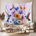 thumbnail image 2 of Pink Purple Hummingbird Tapestry for Bedroom Wall Hanging Tapestry, Spring Oil Painting Sunflowers Ceiling Backdrop Tapestries Poster Blanket Wall Decor for Teens Room Living Room Dorm 59" x 79", 2 of 8