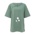 thumbnail image 2 of Vedolay Women Shirts Short Sleeve Women's Tops Floral V Neck Short Sleeve Summer Blouse Shirts,Green S, 2 of 4