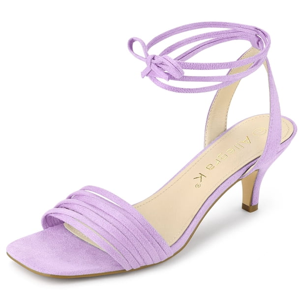Sandalias De Tacón De Aguja Con Cordones Arriba Punta Abierta Para Mujer Morado claro 37