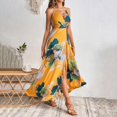 thumbnail image 2 of Aellinatey Women's long dress, Bohemian chiffon floral print V-neck long dress, 2 of 11