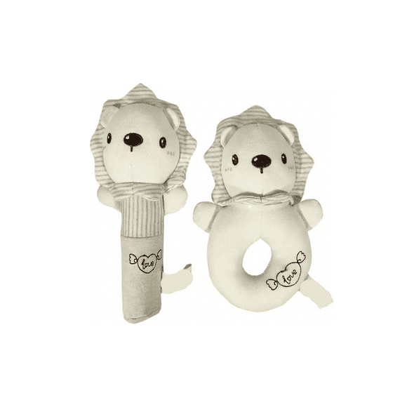 Set De 2 Sonajas Para Bebe Juguete Peluche Felpa Extra Suave, Figura: León
