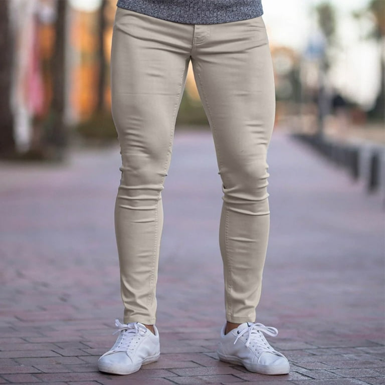 Mens Stretch Skinny Slim Fit Joggers Pants Sport Workout Trousers Sweatpants  