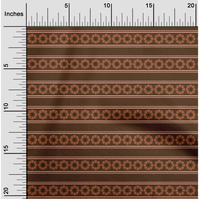 oneOone Georgette Viscose Brown Fabric Floral Block Craft Projects Decor Fabric Printed By The Yard 42 Inch Wide