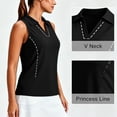 thumbnail image 6 of Golf Shirts for Women Sleeveless V Neck Workout Tank Tops Collared Quick Dry Tennis Running Polo Shirts, S, 6 of 6