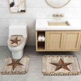 thumbnail image 5 of 4PCS/Set Vintage Brown Western Texas Star Beige Shower Curtain Set, Primitive Berry Garland Rural Country Farmhouse Bathroom Decor, Non-slip Bath Rugs Toilet Mat Carpet, The Lone Star State, 5 of 7