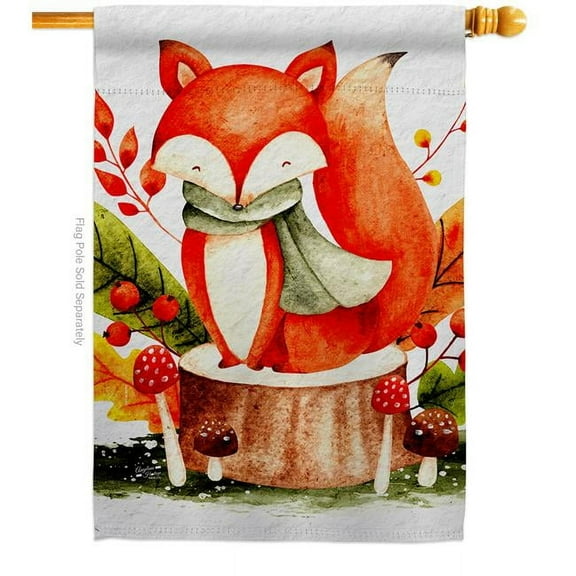 Angeleno Heritage  28 x 40 in. Autumn Fox House Flag with Fall Harvest & Double-Sided Decorative Vertical Flags Decoration Banner Garden Yard Gift
