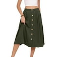 thumbnail image 6 of Hvyesh Midi Skirts for Women Casual High Elastic Waist Button Pleated Skirts A Line Midi Skirt with Pockets, 6 of 6