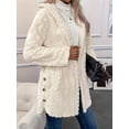 thumbnail image 5 of Womens Winter Fleece Hooded Jackets Graphic Fuzzy Warm Coat Cardigan Jacket Side Split Fall Outerwear White XXL, 5 of 9