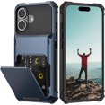 thumbnail image 1 of KOMI Compatible with iPhone 16 Pro Max Case with Card Holder[Store 5 Cards] Dual Layer Heavy Duty Shockproof Wallet Case with Hidden Card Slot Large Storage Cover for Men&Women 6.9'' Blue, 1 of 5