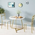 thumbnail image 4 of EastVita Round Kitchen Chairs for 2 Modern Dining Room Table Set for Small Space, Marble White and Gold, 4 of 6
