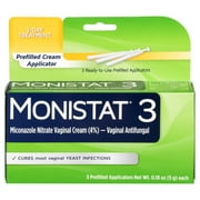 Monistat 3 Day Yeast Infection Treatment for Women, 3 Miconazole Cream Filled Applicators