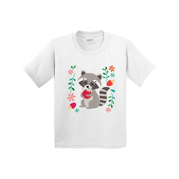 Inktastic Woodland Raccoon Spring Flowers Youth T-Shirt