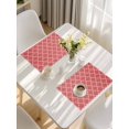 thumbnail image 5 of Red Moroccan Placemats Set of 8, Ethnic Abstract Geometric Quatrefoil Grid Placemats for Dining Table, Place Mats for Kitchen Tabletop, Waterproof Wipeable Dining Table Mats Set, 5 of 9
