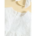 thumbnail image 5 of Toddler Baby Girls 2Pcs Summer Outfits, Half Sleeve Round Neck Lace Dress Headband Set, 5 of 9