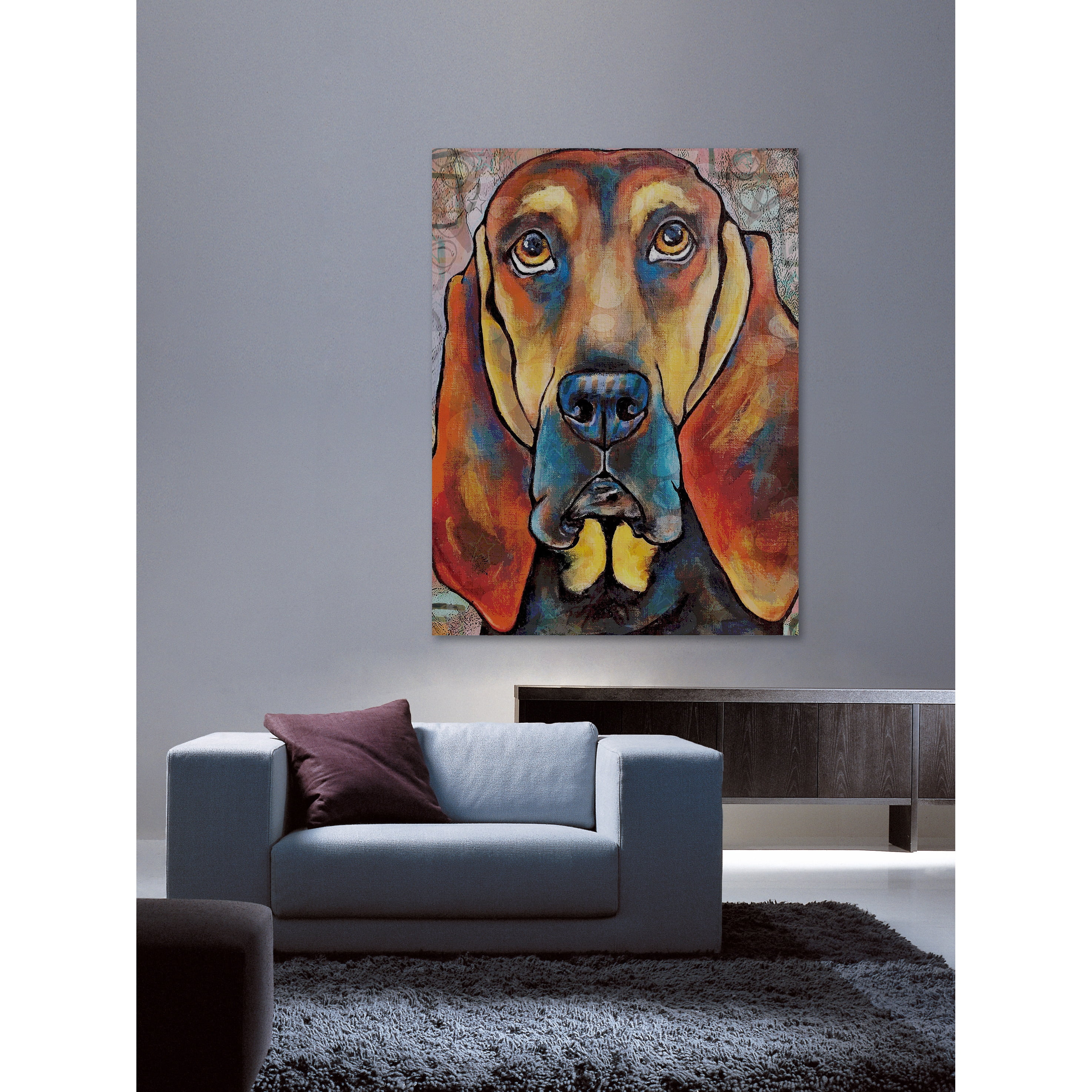 Marmont Hill - "Pop Art Bloodhound II" by Stephanie Gerace Painting Print on Wrapped Canvas