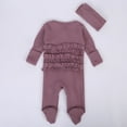 thumbnail image 5 of MEZZALL Toddler Baby Girls Boys Jumpsuit Spring Fall Clothes Knit Ruffle Footies Romper With Headband Outfits Breathable,, 5 of 9