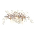 thumbnail image 1 of Nvzi Horquillas para el pelo de boda con flores para novias, peinetas con perlas de cristal, pinzas para el pelo, tocado, accesorios para el pelo de boda dorados, joyas - doradas, 1 of 4