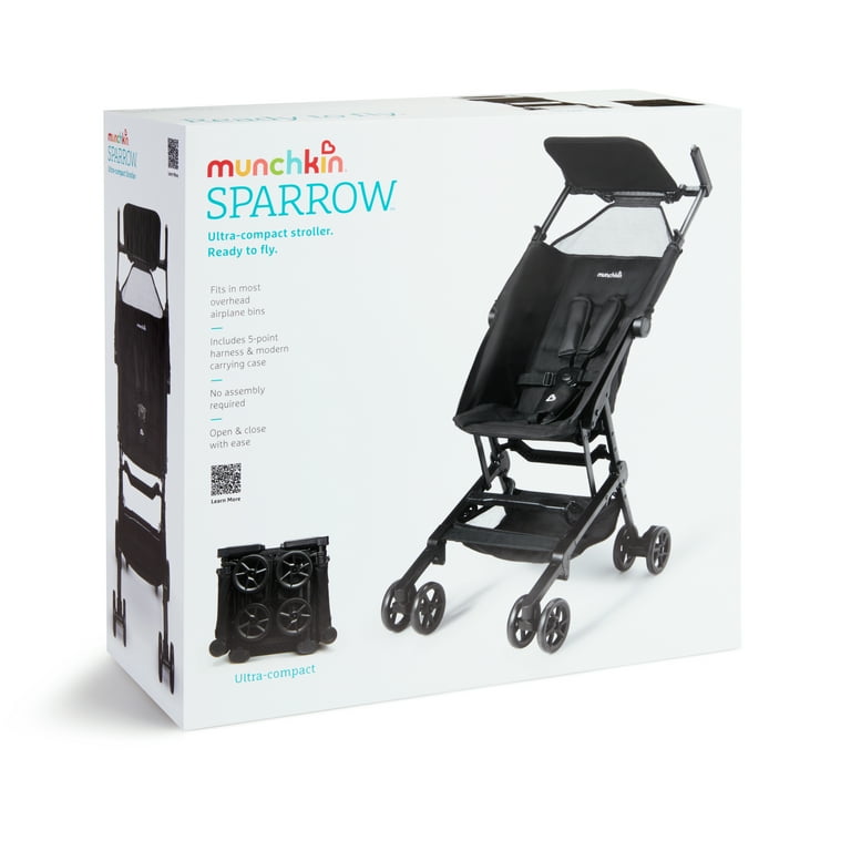 Munchkin Sparrow Ultra Compact Lightweight Travel Stroller for Babies &  Toddlers, Black, Unisex