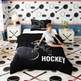 thumbnail image 2 of Erosebridal I Love Hockey Twin Comforter Sets, Sport Bedding Set for Men and Boys, Black Reversible 2 Pieces, 1 Comforter and 1 Pillowcase, 2 of 6