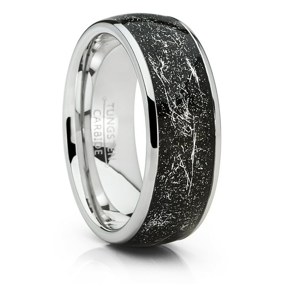 Unisex Men's Tungsten Wedding Band Engagement Ring Star Dust and Metallic Shavings 8mm