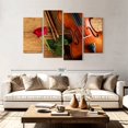 thumbnail image 2 of Elephant Stock Rose And Violin Wall Art - Horizontal Multi Panel Canvas - Hallway Wall Decor - Music Multi Panel - Brown And Red Decor - 84" x 54", 2 of 4