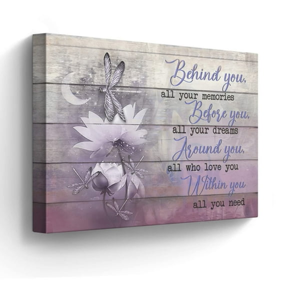 Purple Dragonfly Canvas Wall Art Inspirational Quotes Pictures Purple Wall Decor Dragonfly Lotus Rustic Painting for Bedroom Bathroom Living Room Prints Artwork