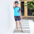 thumbnail image 2 of Ensemble de 3 Pcs Enfants Garçon Maillot de Bain Motif Dinosaure Dessin Animé Dinosaure Bleu 2TG, 2 of 8