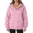 thumbnail image 6 of Womens Oversized Hoodies V Neck Sweatshirts Long Sleeve Pullover Loose Clothes 2025 Fall Trendy Tops Pink 2XL, 6 of 7