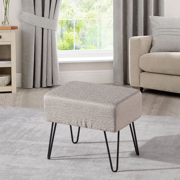 Home Soft Things Jacquard Ottoman - Angola - Light Gray - 19" x 13" x 17"