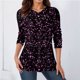 thumbnail image 3 of Gibobby Blusa Mujer Camisa de manga larga interior retro simple estampada con cuello en V superior para mujer（Morado， M), 3 of 4